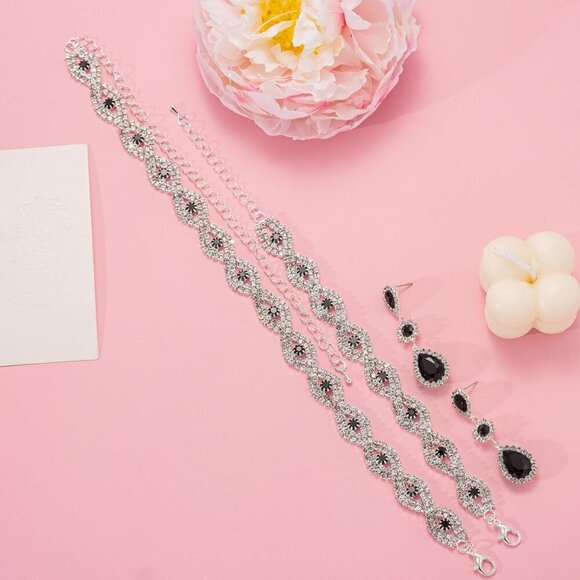 Women Classic Elegant Sparkling Infinity Design Rhinestone Crystal Choker Neckla - Picture 5 of 7